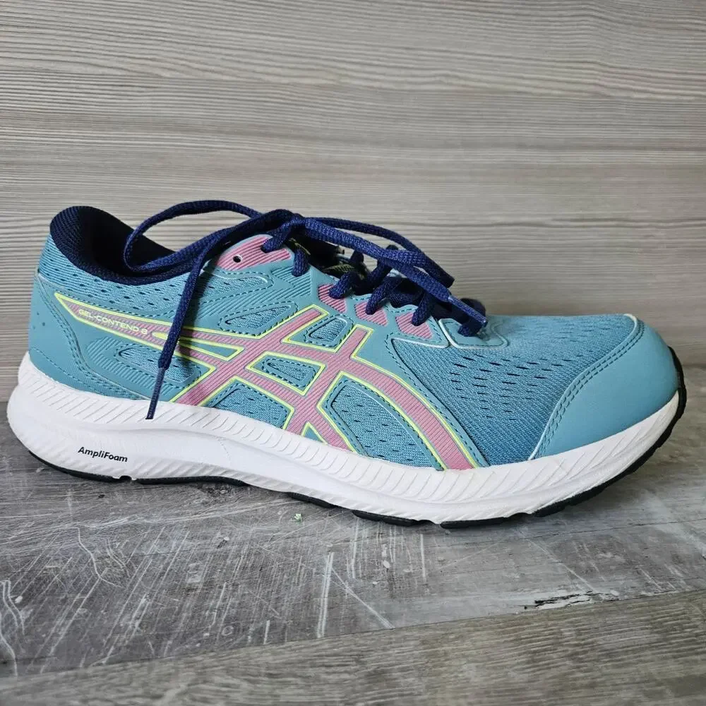 Asics Gel-Contend 8 Womens Running Shoes Size 10.5 Blue Pink With AmpliFoam Sole